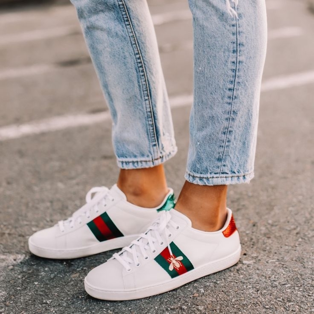 Gucci White Sneakers with Red Green Stripes Size 36 US 6 / 7  $950 Current Rrp